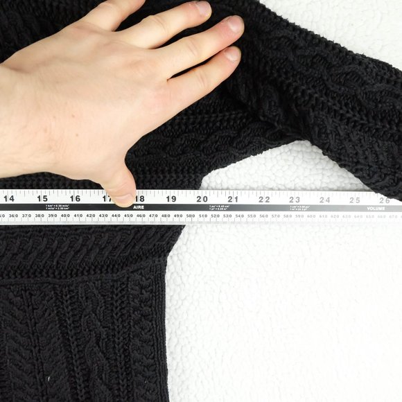 Peter Nygard Cable Knit Sweater Womens Medium Black Fisherman Turtle Neck - Picture 6 of 8